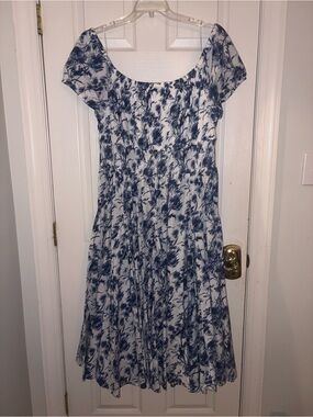 INC International Concepts Blue and White Floral Midi Dress